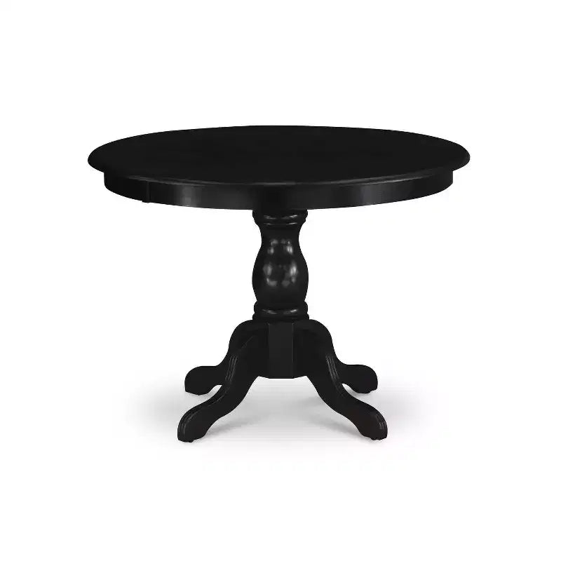 5-Piece Wire Brushed Black Finish Solid Wood Top Dining table with 4 Chairs with