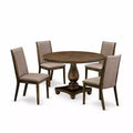 HomeStock 5-Piece Distressed Jacobean Finish Solid Wood Top Dining table with 4 Chairs