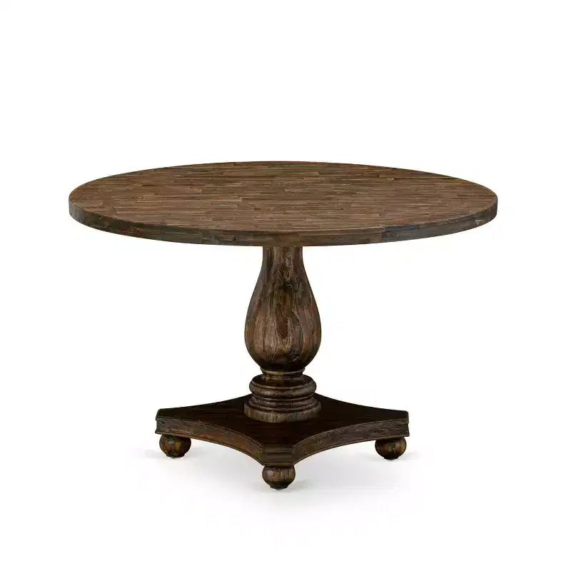 HomeStock 5-Piece Distressed Jacobean Finish Solid Wood Top Dining table with 4 Chairs