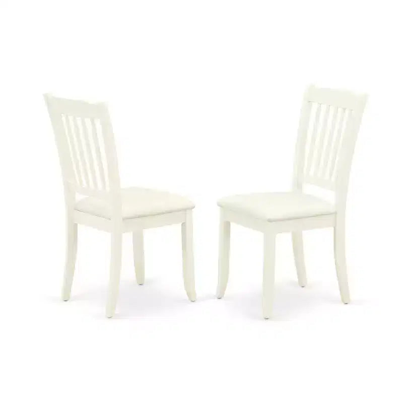 HomeStock 5-Piece Round Linen White Finish Solid Wood Top Dining table with 4-Chairs with Slat Back