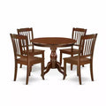 HomeStock 5-Piece Mahogany Finish Solid Wood Top Dining table with 4-Chairs with Slat Back