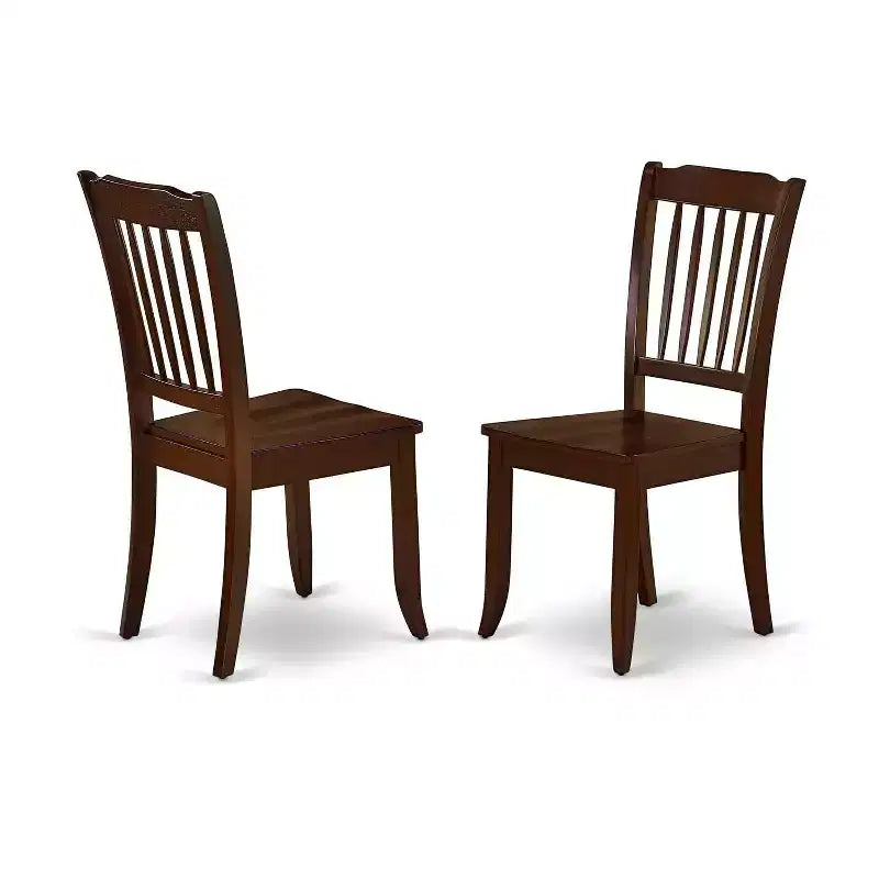 HomeStock 5-Piece Mahogany Finish Solid Wood Top Dining table with 4-Chairs with Slat Back