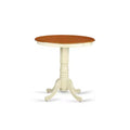 HomeStock 3-Piece Round Buttermilk and Cherry Finish Solid Wood Top Dining Table with 2 Chairs