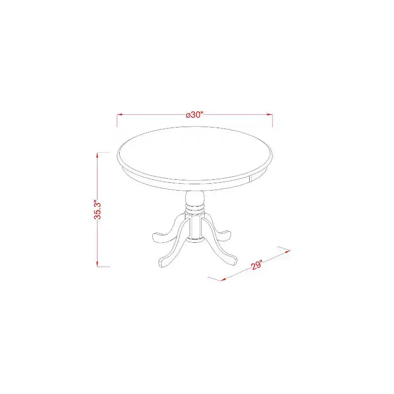 HomeStock 3-Piece Round Buttermilk and Cherry Finish Solid Wood Top Dining Table with 2 Chairs