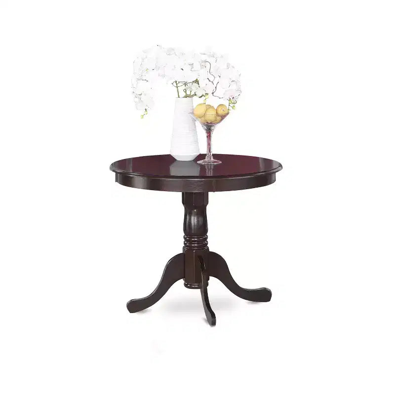 HomeStock 5-Piece Round Cappuccino Finish Solid Wood Top Dining table with 4-Chairs