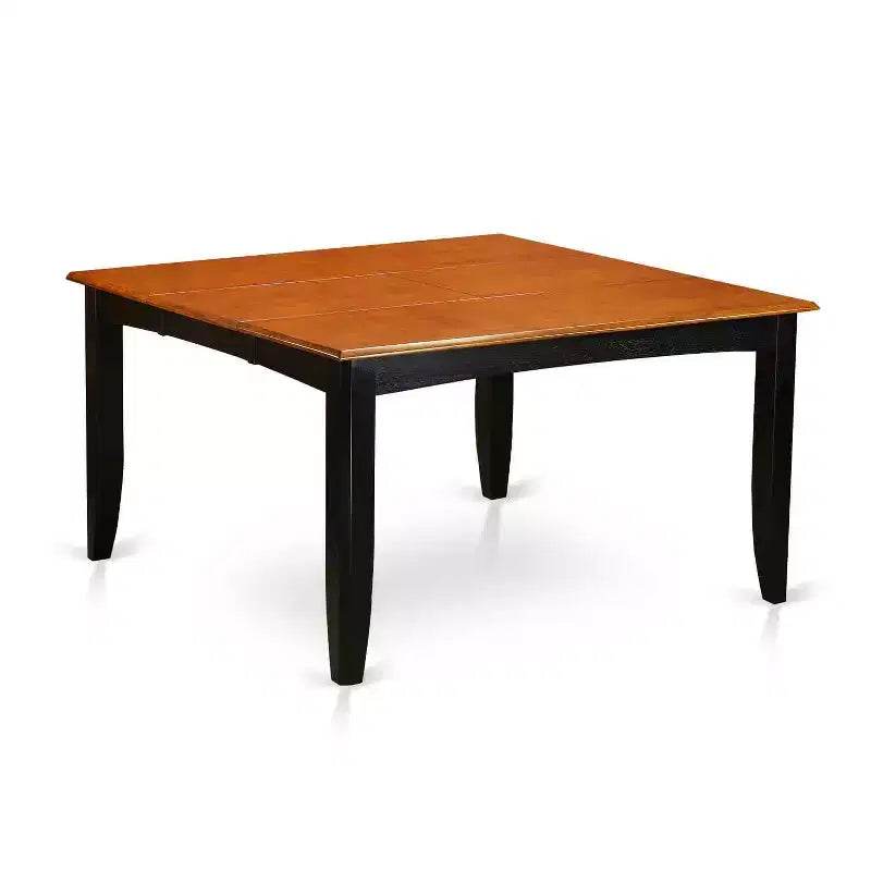 9 Piece Dining Room Set, Square Wooden Table with Butterfly Leaf and 8 Chairs, Black & Cherry Finish, 54 Inch