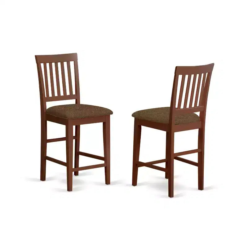 Counter Height Dining Set - 3 Piece Pub Table & Chairs - Mahogany Finish - Modern Kitchen Set