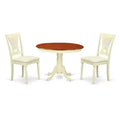 HomeStock 3-Piece Buttermilk and Cherry Finish Solid Wood Top Dining Table with 2 Chairs