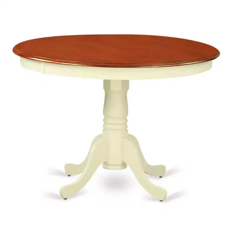 HomeStock 3-Piece Buttermilk and Cherry Finish Solid Wood Top Dining Table with 2 Chairs