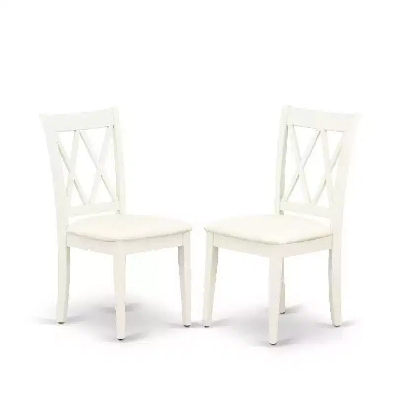 5Pc Dinette Set - Rectangle Table & 4 Kitchen Chairs - Linen White Finish - Modern Dining Room Set