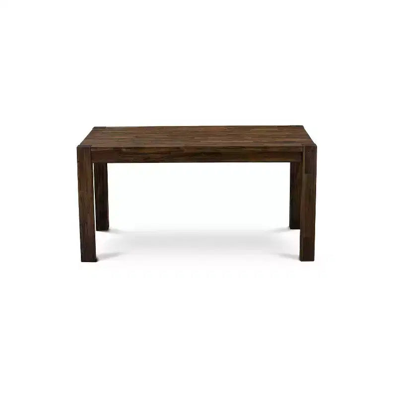 HomeStock 7-Piece Rectangle Distressed Jacobean Finish Solid Wood Top Dining Table with 6 Chairs