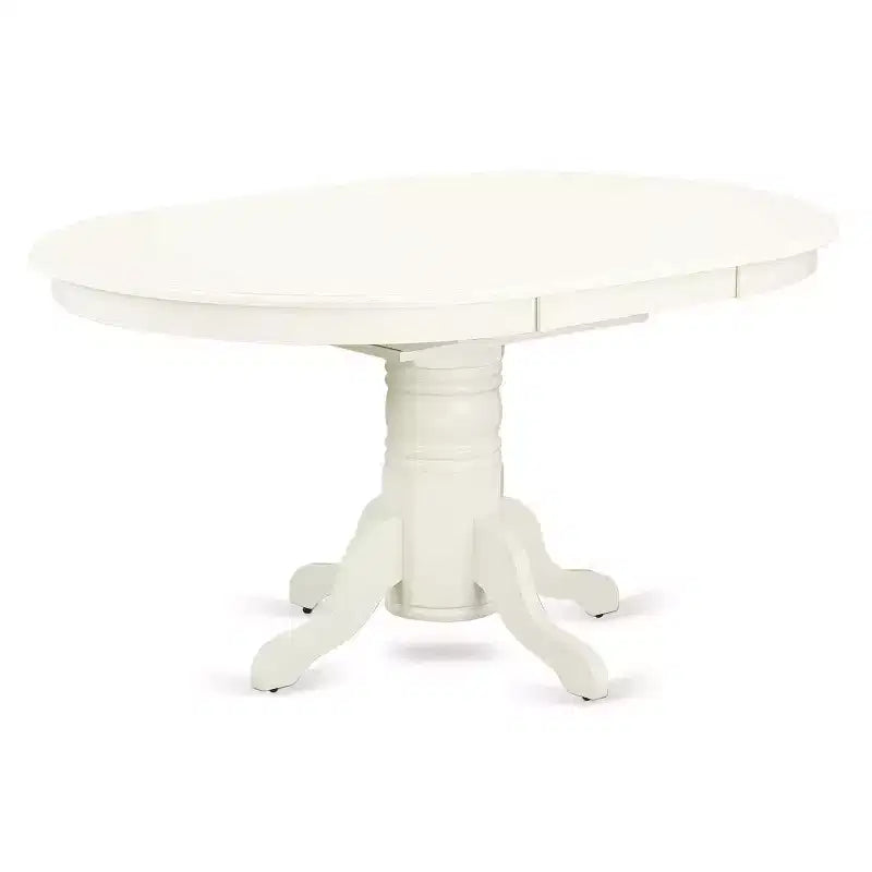 HomeStock 7-Piece Linen White Finish Solid Wood Top Dining Table with 6 Parson Chairs