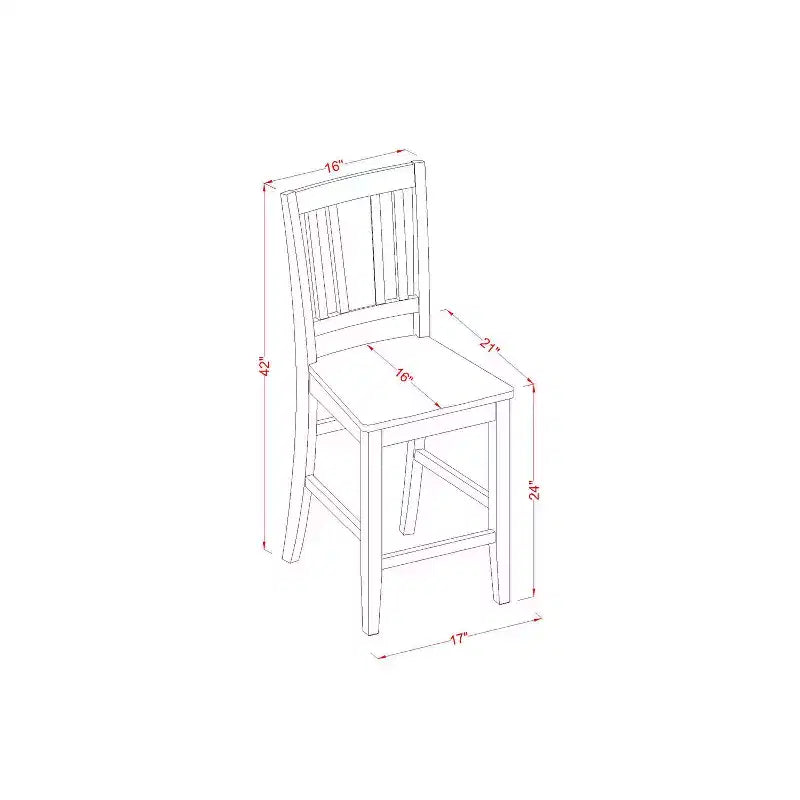 Counter Height Dining Set 7 Piece - Kitchen Table & 6 Chairs - Southwestern Style - 36x60 Inch