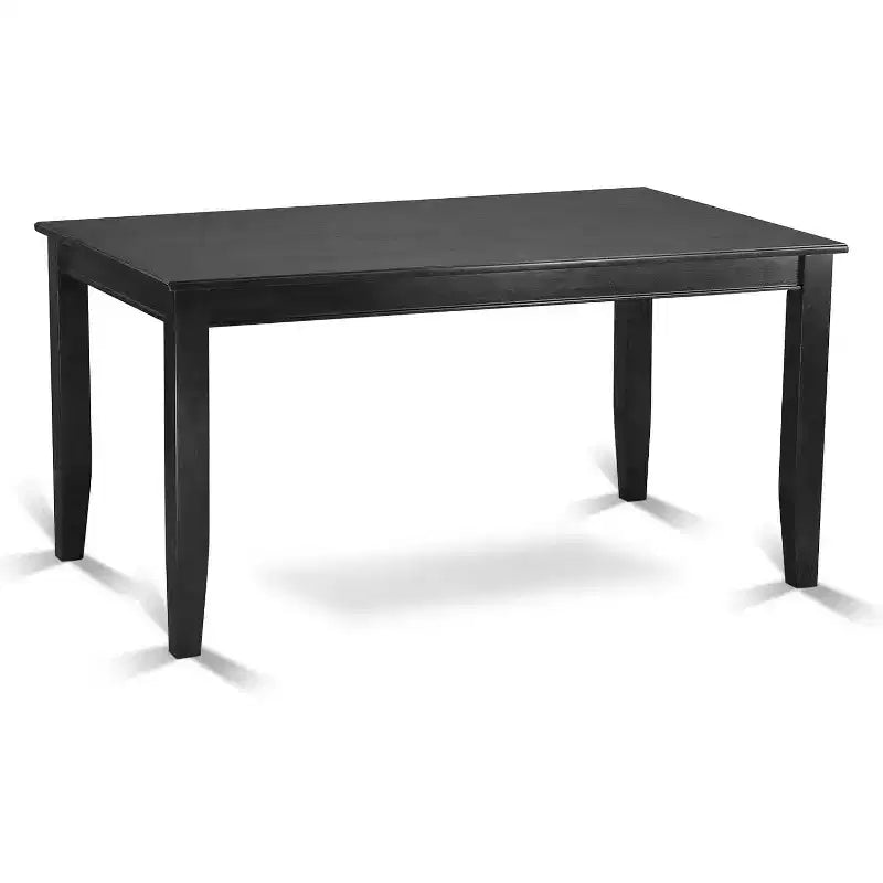 HomeStock 7-Piece Rectangle Black Finish Solid Wood Top Dining Table with 6 Chairs