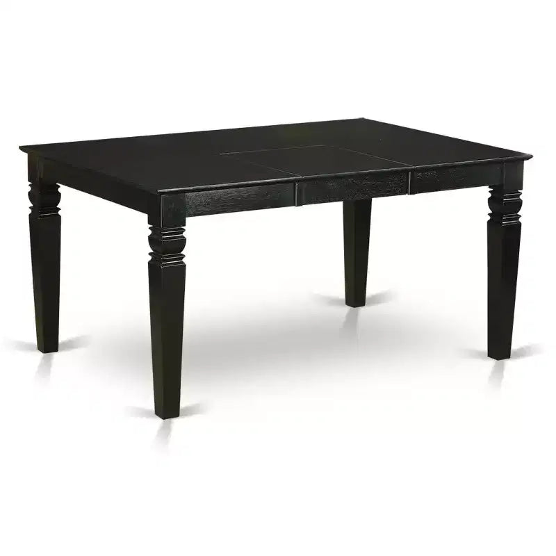 HomeStock 7-Piece Black Finish Solid Wood Top Dining Table with 6 Parson-Chairs