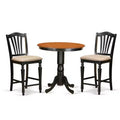 Counter Height Dining Set - 3 Piece Table & Chair Set - Round Pedestal Table - Kitchen Dining Room Furniture