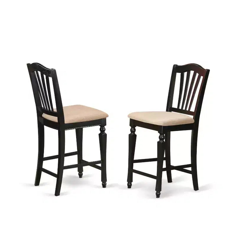 Counter Height Dining Set - 3 Piece Table & Chair Set - Round Pedestal Table - Kitchen Dining Room Furniture