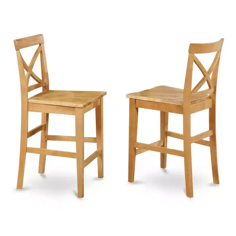 Counter Height Dining Set - Pub Table & Stools - Modern Design - Asian Wood - Brown Finish