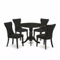 HomeStock 5-Piece Round Black Finish Solid Wood Top Dining Table with 4 Parson Chair