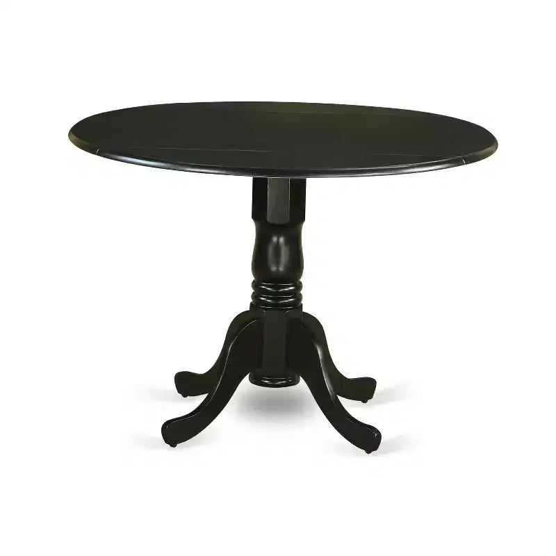 HomeStock 5-Piece Round Black Finish Solid Wood Top Dining Table with 4 Parson Chair