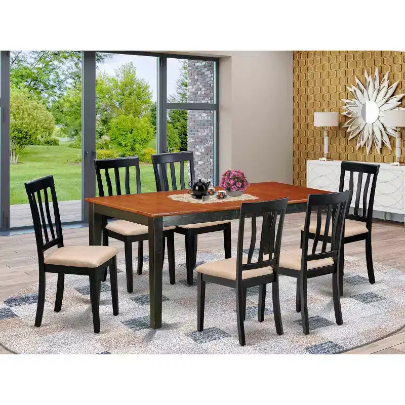 Dining Table Set 7 Piece - Elegant Table & Chairs for Kitchen, Dining Room, Home - Modern Design