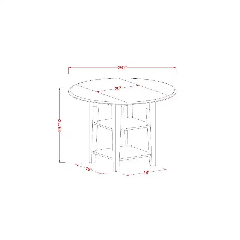 Round Drop Leaf Dining Set - 3pc Table & Chair Set - Linen White Finish - Modern Kitchen Dining Room Furniture
