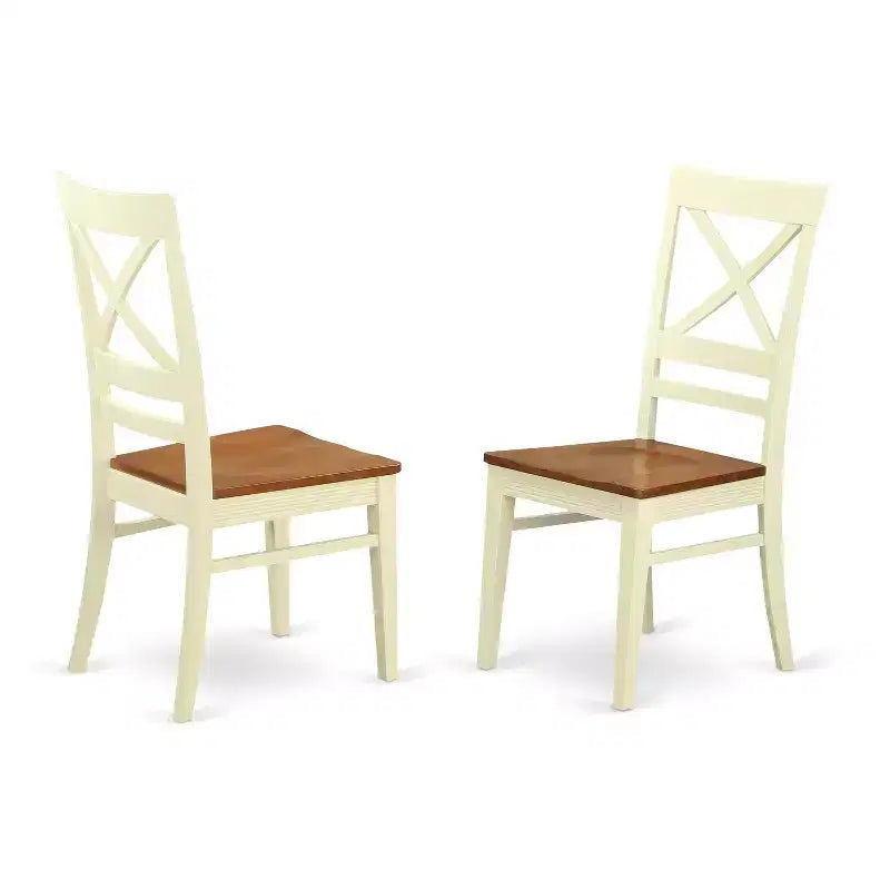HomeStock 5-Piece Buttermilk and Cherry Finish Solid Wood Top Dining table with 4 Chairs