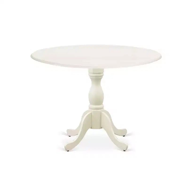 HomeStock 5-Piece Linen White Finish Solid Wood Top Dining table with 4-Chairs with Drop Leaf Lattice Back