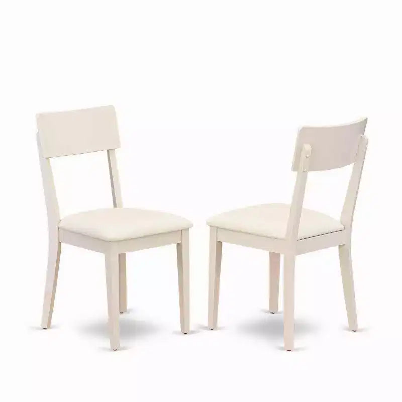 HomeStock 5-Piece Linen White Finish Solid Wood Top Dining table with 4-Chairs with Drop Leaf Lattice Back