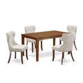 Dining Table Set for 4 - Kitchen Table with 4 Chairs - Modern Cottage Style - Mahogany Finish