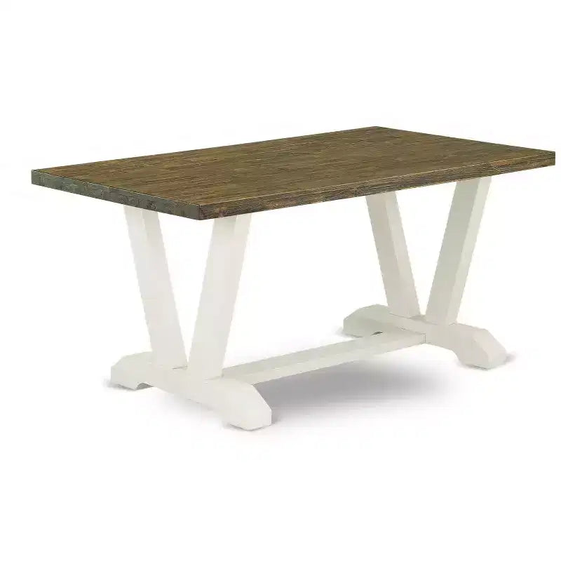 7-Piece Natural Oak Finish Solid Wood Top Dining Table with 6 Chairs with