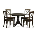 Kitchen Table Set for 4 - 42 Inch Round Dining Table with 4 Chairs - Classic Charm Dinette Set