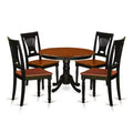 Round Kitchen Table Set for 4 - 42 Inch Dining Table with 4 Chairs - Black & Cherry Finish