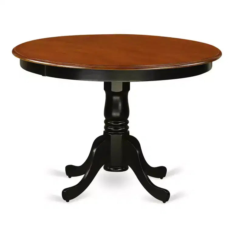 Round Kitchen Table Set for 4 - 42 Inch Dining Table with 4 Chairs - Black & Cherry Finish
