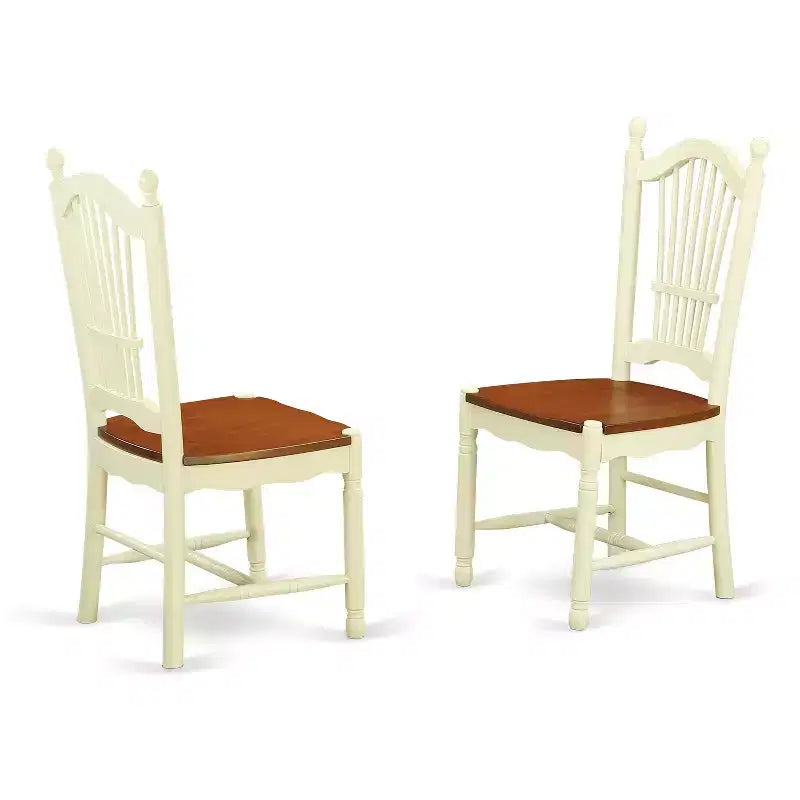 7-Piece Oval Buttermilk & Cherry Finish Solid Wood Top Dining Table with 6-Chairs with
