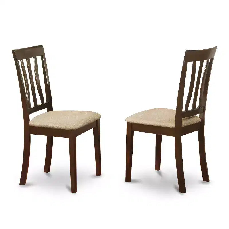 Dining Room Table Set 7 Piece - Rectangle Kitchen Table & 6 Linen Chairs - Cappuccino Finish