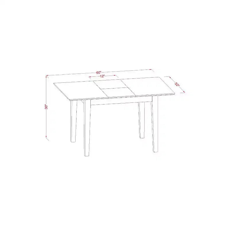 Kitchen Table Set 5 Piece - Rectangular Dining Table with 4 Chairs - Saddle Brown Finish