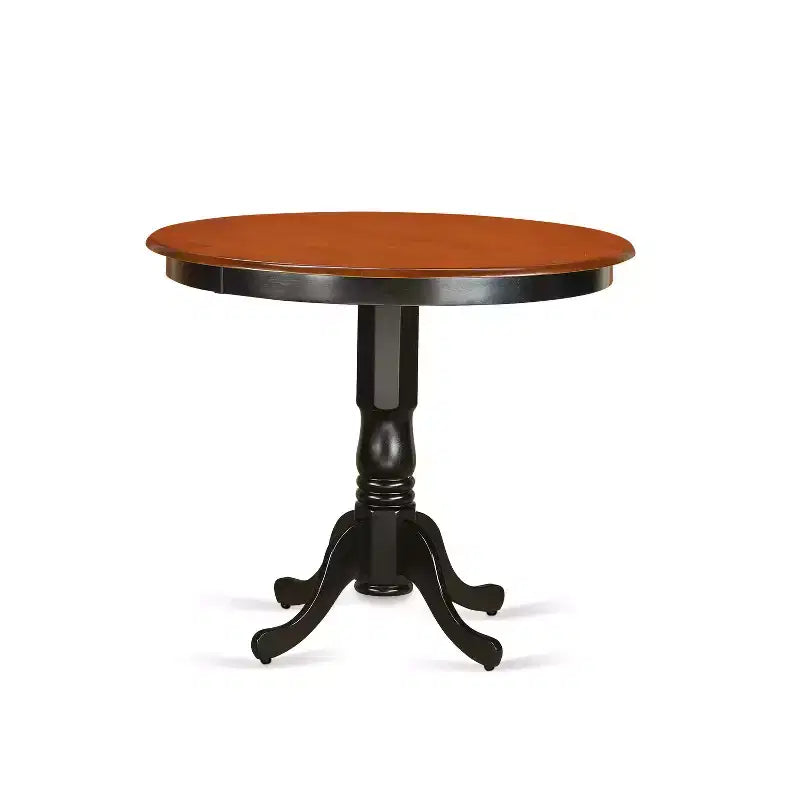 Counter Height Pub Set - 5 Piece Table & Chairs - Kitchen Dining Set - 42 Inch Round Table - Black Cherry Finish