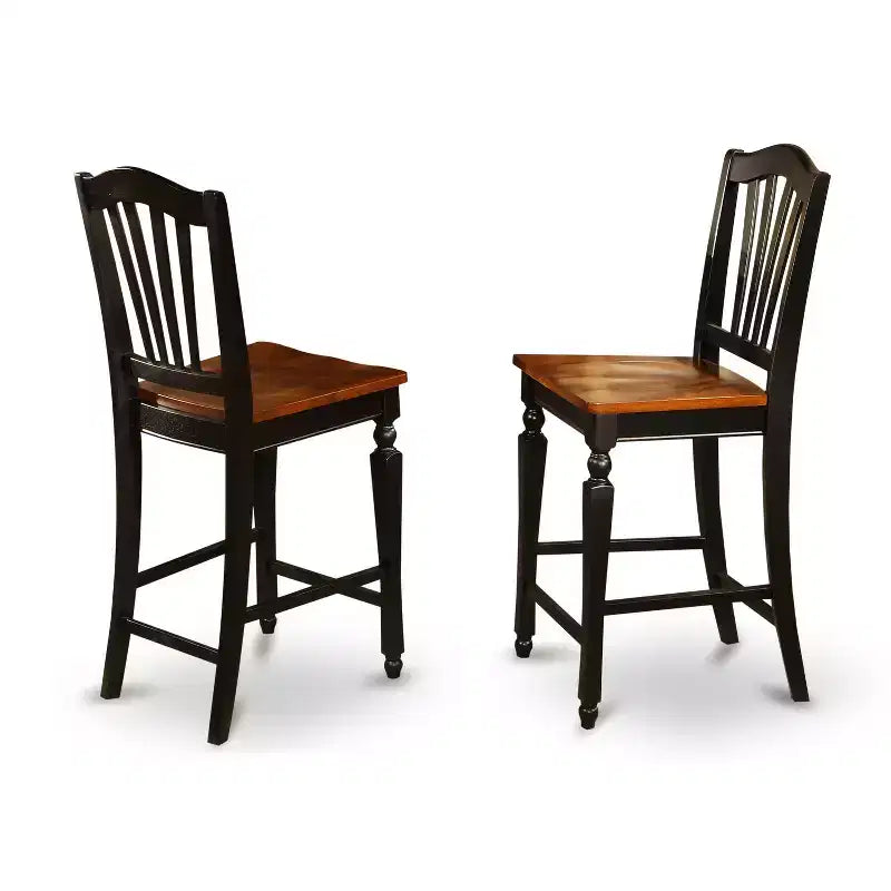 Counter Height Pub Set - 5 Piece Table & Chairs - Kitchen Dining Set - 42 Inch Round Table - Black Cherry Finish