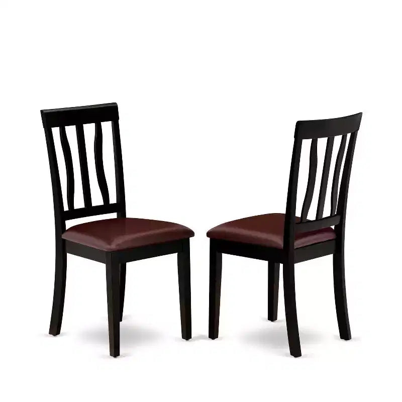 HomeStock 5-Piece Round Black and Cherry Finish Solid Wood Top Dining table with 4 Chairs