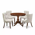 HomeStock 5-Piece Mahogany Finish Solid Wood Top Dining Table with 4 Parson Chair