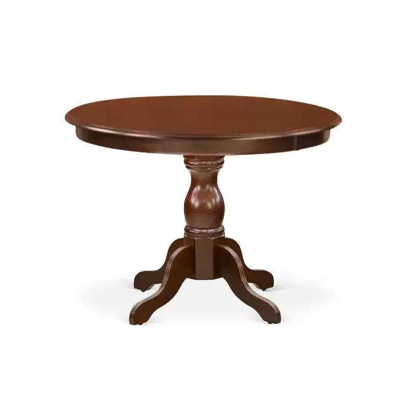 HomeStock 5-Piece Mahogany Finish Solid Wood Top Dining Table with 4 Parson Chair