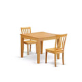Mid-Century Table and Chairs Set - 3-Piece Dining Set - Oak Finish - 36 Square Table