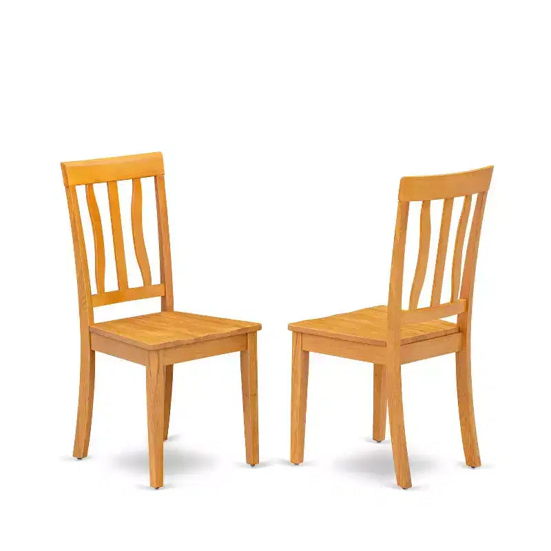 Mid-Century Table and Chairs Set - 3-Piece Dining Set - Oak Finish - 36 Square Table