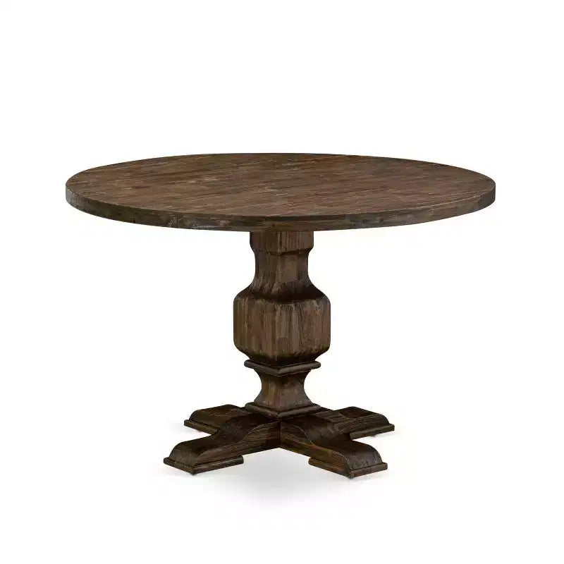 HomeStock 3-Piece Distressed Jacobean Finish Solid Wood Top Dining Table with 2 Chairs