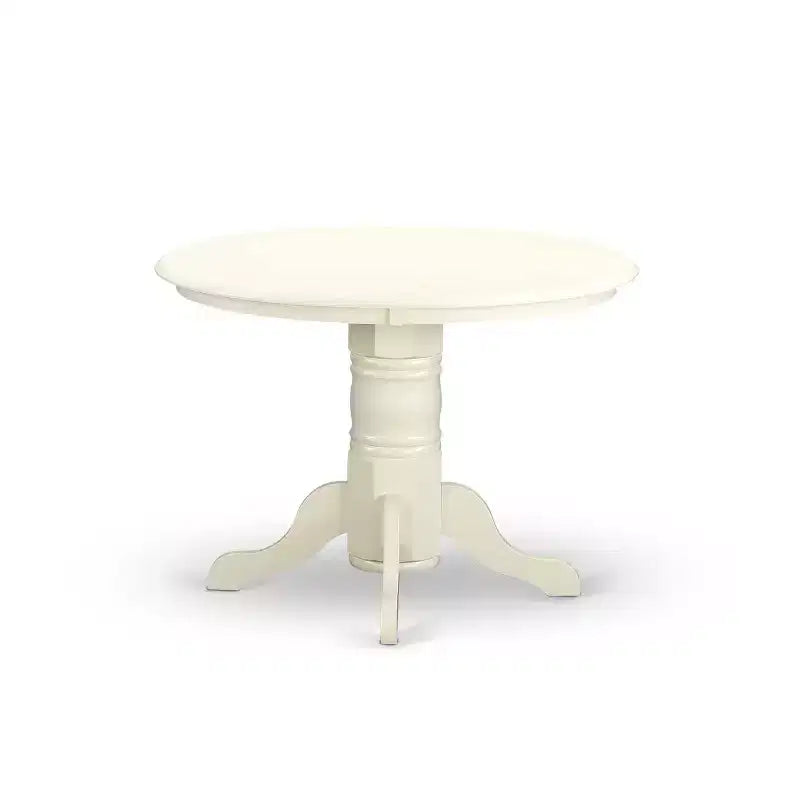 HomeStock 5-Piece Round Buttermilk and Cherry Finish Solid Wood Top Dining Table with 4 Parson Chair
