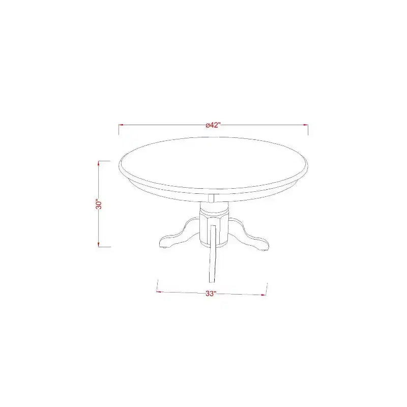 HomeStock 5-Piece Round Buttermilk and Cherry Finish Solid Wood Top Dining Table with 4 Parson Chair