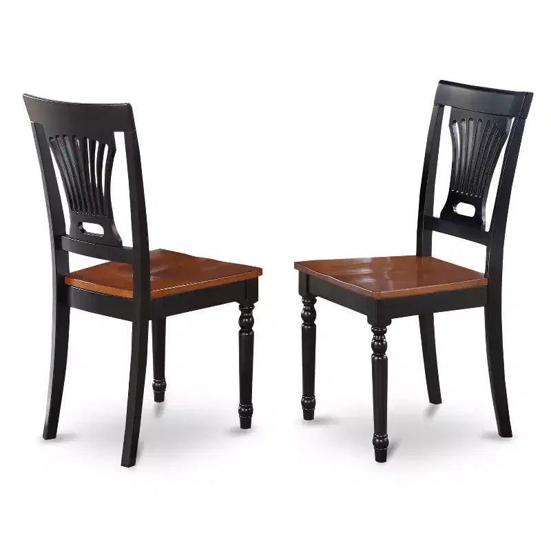 HomeStock 5-Piece Black and Cherry Finish Solid Wood Top Dining table with 4 Chairs