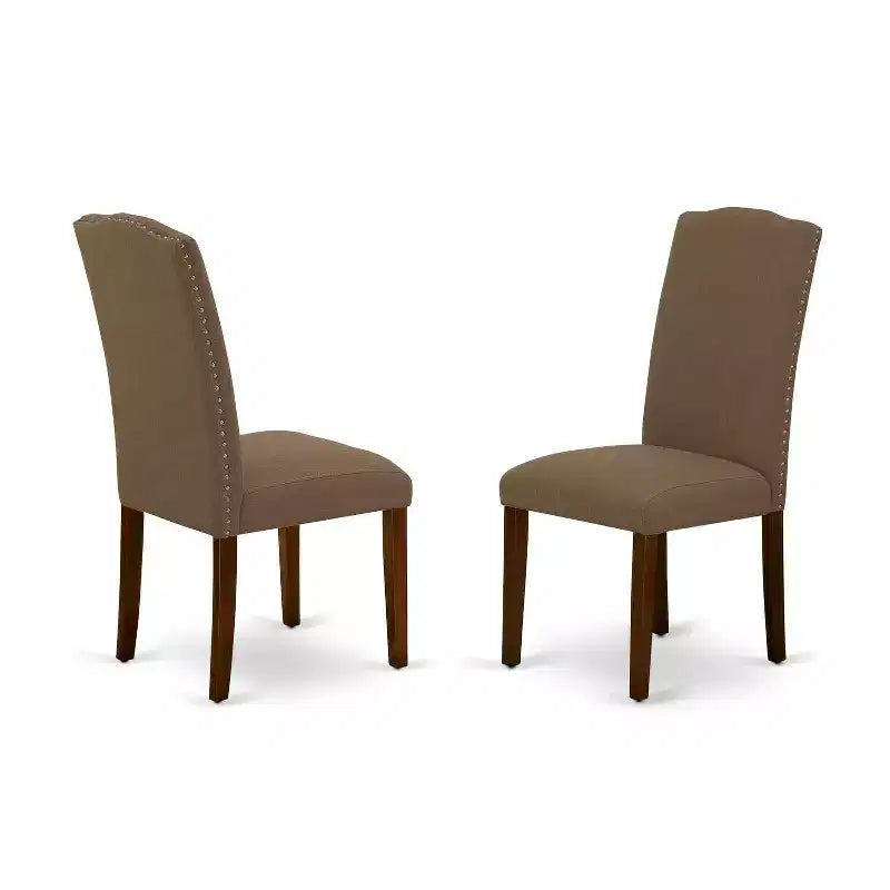 Rectangle Kitchen Table Set 5pc Southwestern Dining Table W/ Chairs Linen Fabric Dark Coffee