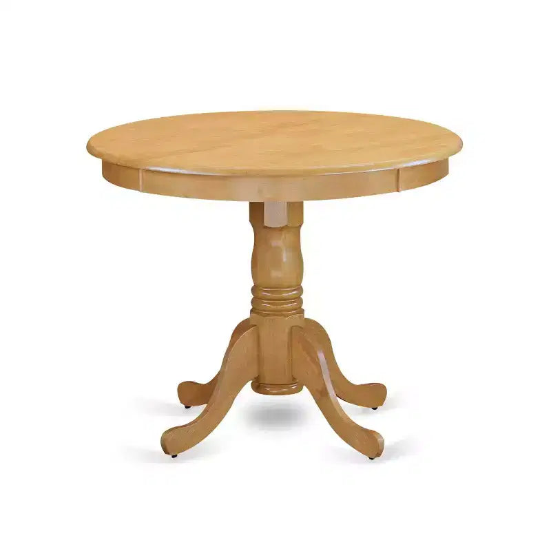 HomeStock 5-Piece Round Natural Oak Finish Solid Wood Top Dining Table with 4 Parson Chair